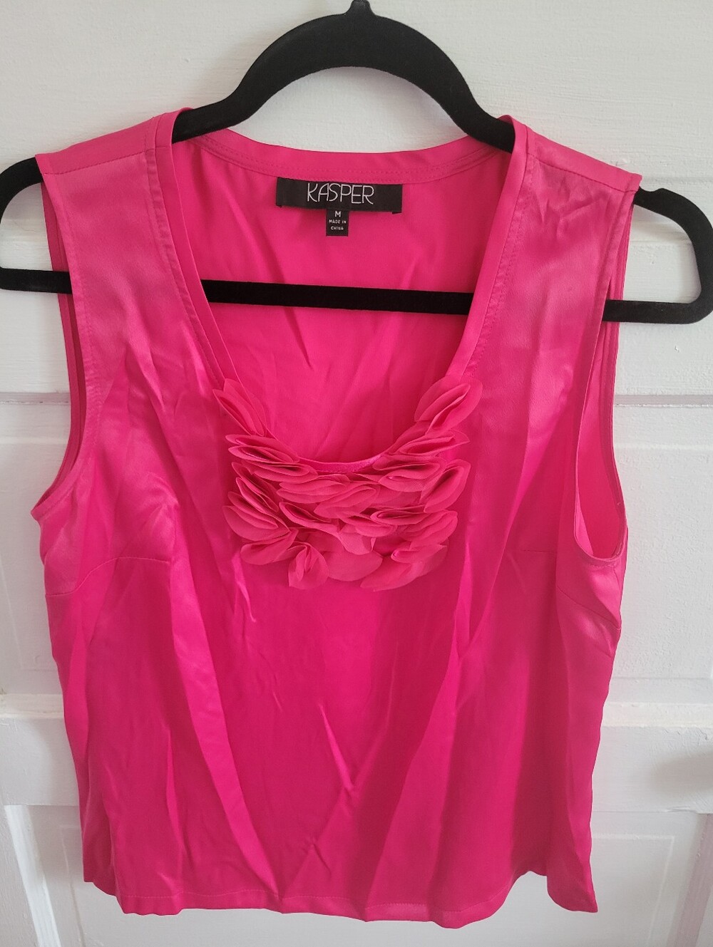 Kasper Hot Pink Sleeveless Ruffle-Front Camisole